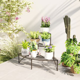 Ugaoni stalak za cvijeće s 3 police 87 × 60 × 60 cm, crni