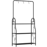 Polica za cvijeće s 3 nivoa i kukama 75 × 25 × 137 cm, crna