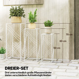 Set od 3 stalka za cvijeće 50/60/70 cm, metalni, bijeli
