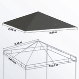 Zamjenski krov za paviljon 3 × 3 m, vodootporan, siva