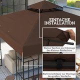 Zamjenski krov za paviljon 3 × 3 m, UPF30+, boja kafe