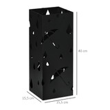Stalak za kišobrane s 4 kuke i posudom za vodu 15,5 × 15,5 × 40 cm, crni