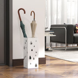 Stalak za kišobrane s 4 kuke i posudom za vodu 15,5 × 15,5 × 40 cm, bijeli