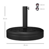 Postolje za suncobran od betona 18 kg, Ø 45 × 36 cm, crno