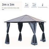 Paviljon s polikarbonatnim krovom i zavjesama 300 × 300 × 265 cm, tamnosiva