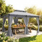 Paviljon sa zavjesama i dvostrukim krovom 300 × 400 × 280 cm, tamnosiva