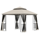 Paviljon s dvostrukim krovom i 4 mrežasta zida 300 × 300 × 270 cm, bež