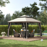 Paviljon s dvostrukim krovom i 4 mrežasta zida 300 × 300 × 270 cm, bež