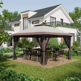 Sklopivi paviljon s 4 mrežasta zida 392 × 392 × 283 cm, bež