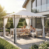 Paviljon s komarnikom i dvostrukim krovom 360 × 300 × 275 cm, crni