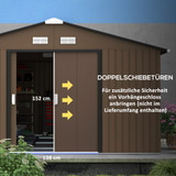 Vrtna kućica za alat od čelika 340 × 386 × 200 cm, smeđa