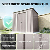 Vrtna kućica za alat od pocinčanog čelika 213 × 130 × 172 cm, svijetlosiva