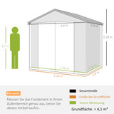 Vrtna kućica za alat s prozorom i ventilacijom 240 × 190 × 228 cm, siva