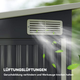Vrtna kućica za alat od metala s 3 vrata 234 × 132 × 185 cm, tamnosiva