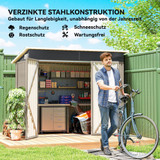 Metalna vrtna kućica za alat s 3 vrata 234 × 132 × 185 cm, svijetlosiva