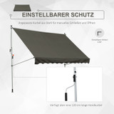 Tenda s teleskopskim stubovima i kurbom 300 × 150 × 170–280 cm, siva