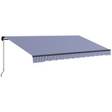 Tenda s ručnom kurblom 396 × 300 cm, plava i bijela