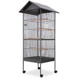 Kavez za ptice s čeličnim krovom crni 66x66x155 cm Kavez za ptice s čeličnim krovom crni 66x66x155 cm