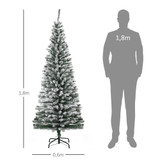 Novogodišnja jelka tanka sa snijegom 180 cm, zelena
