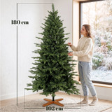 Novogodišnja jelka 180 cm s 1438 vrhova grana i drvenim postoljem, zelena