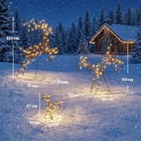Set od 3 svijetleća soba za vanjski prostor s 200 LED dioda, smeđi