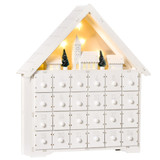 Adventski kalendar s 24 ladice i LED svjetlima, bijeli