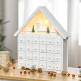 Adventski kalendar s 24 ladice i LED svjetlima, bijeli