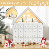 Adventski kalendar s 24 ladice i LED svjetlima, bijeli