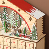 Adventski kalendar s 24 ladice i LED svjetlima, drvo, 36 × 10 × 34 cm