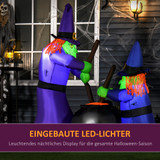 Halloween figura vještica s kotlom na napuhavanje, s LED osvjetljenjem, šarena
