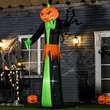 Napuhavajuća Halloween figura s glavom bundeve i LED svjetlom, crno-zelena