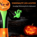 Napuhavajuća Halloween figura s glavom bundeve i LED svjetlom, crno-zelena
