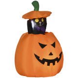 Napuhavajuća Halloween dekoracija mačka u bundevi s LED svjetlom, narandžasta