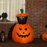 Napuhavajuća Halloween dekoracija mačka u bundevi s LED svjetlom, narandžasta
