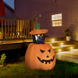 Napuhavajuća Halloween dekoracija mačka u bundevi s LED svjetlom, narandžasta