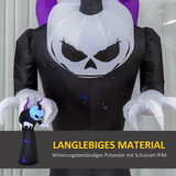 Napuhavajući duh s glavom od bundeve, Halloween dekoracija s plavim LED svjetlom, crna