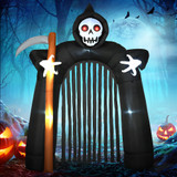 Samonapuhavajuća Halloween kapija Smrt s kosom, LED osvjetljenje, crna
