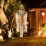 Viseći kostur za Halloween sa svjetlećom glavom i zvukom, khaki