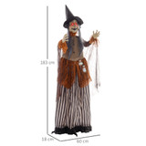 Halloween figura vještice s čarobnim napitkom, pokretna, sa zvukom, crna