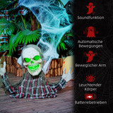 Halloween dekoracija kostur koji izlazi iz zemlje, svjetleće oči, zavijanje, tamnosiva