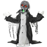 Halloween dekoracija zombi skelet s pokretnim rukama i senzorom, tamnosiva