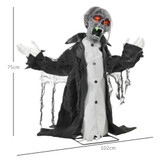 Halloween dekoracija zombi skelet s pokretnim rukama i senzorom, tamnosiva