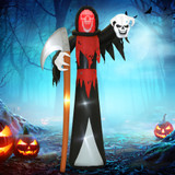 Halloween figura Smrt s kosom na napuhavanje, s LED osvjetljenjem, crna