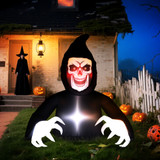 Napuhavajuća Halloween dekoracija Smrt s kosom, LED svjetla, crna