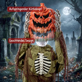 Halloween figura skelet u bundevi s pop-up efektom, svjetlo i zvuk, tamnozelena