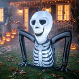 Napuhavajući Halloween skelet koji gmiže iz zemlje, s LED svjetlima, crni
