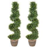 Vještačke spiralne čempresi u saksiji, set od 2 komada, 120 cm, zeleni