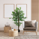 Vještačka biljka ficus s posudom, zelena