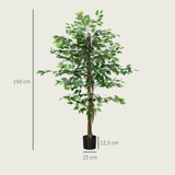 Vještačka biljka ficus s posudom, zelena