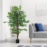 Vještačka biljka ficus s posudom, zelena